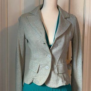 Grey Three Button Cotton Blazer